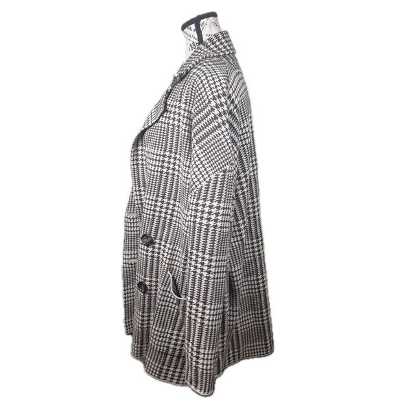 Zara Houndstooth Double Breasted Oversized Knit Sweater Blazer Jacket Size L - Picture 5 of 9